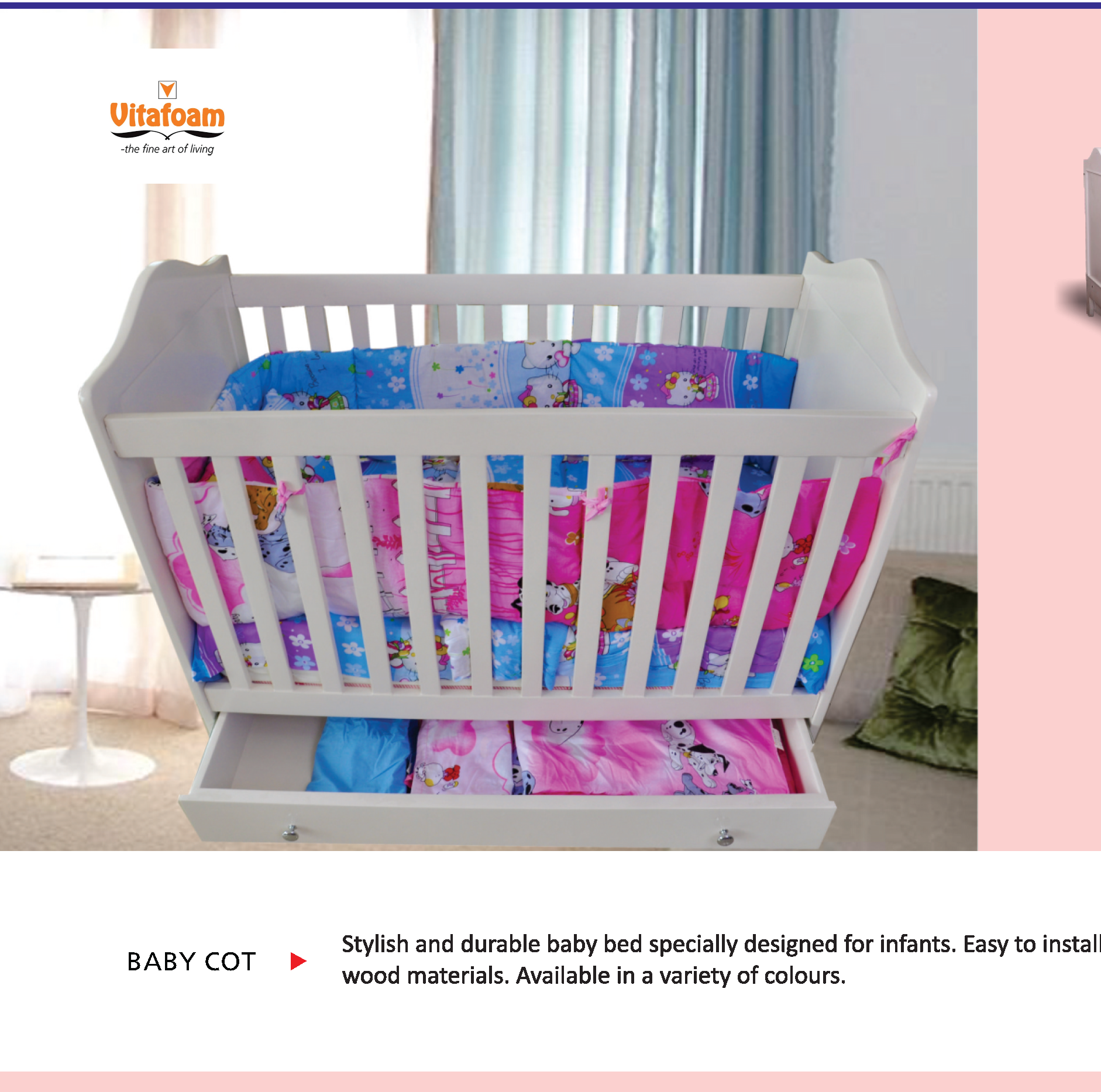 Vita Storage wooden Baby Cot Vitafoam